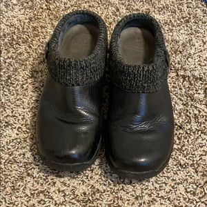 Dansko black leather mules